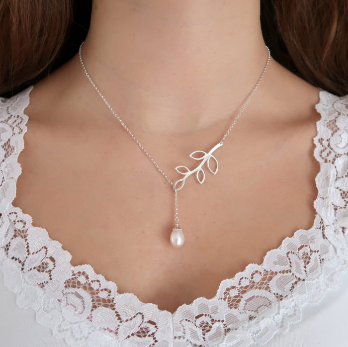 White Pearl Branch Necklace